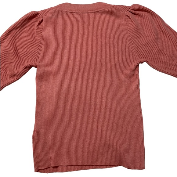 J Crew Puff Sleeve Silk Blend Short Sleeve Sweater EUC Medium Rose Pink​ - Picture 2 of 5